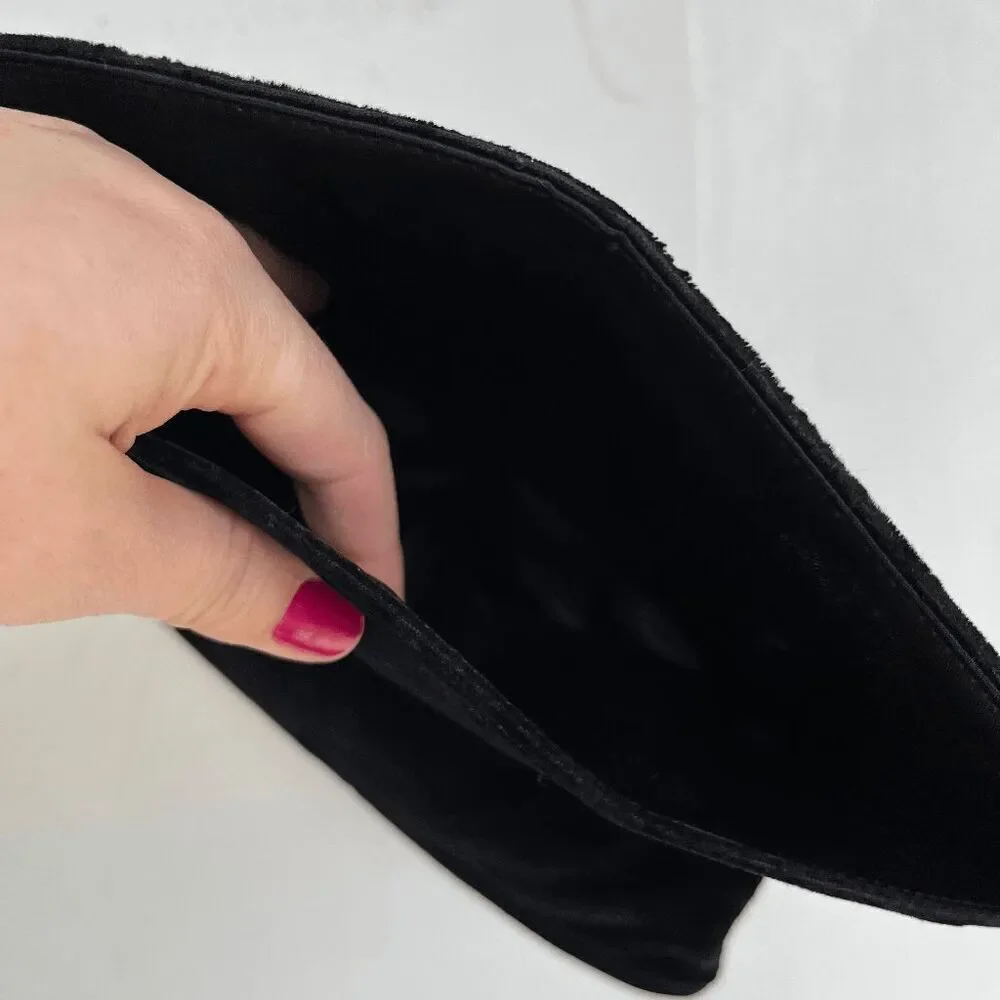 Vintage Velvet Evening Clutch w/ Satin Bow & Rhinestone Accent